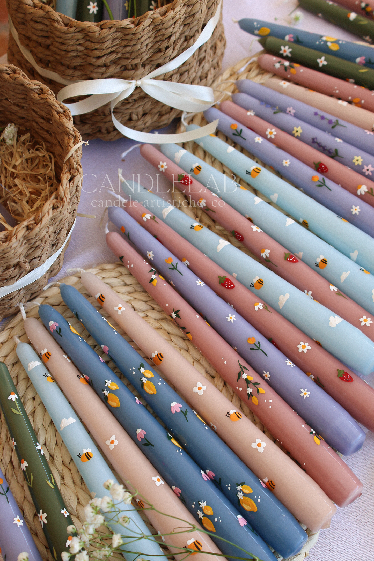 Spring Collection🍓💐Candele dipinte a mano